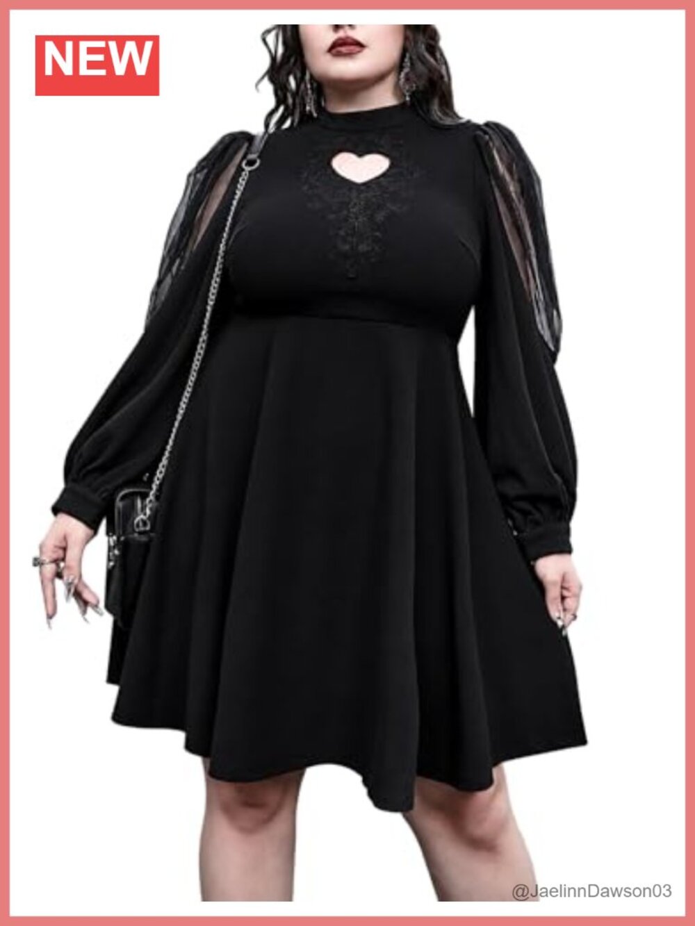 Plus Size Gothic Witch Dress Keyhole Neckline Puff Sleeve Above Knee Halloween